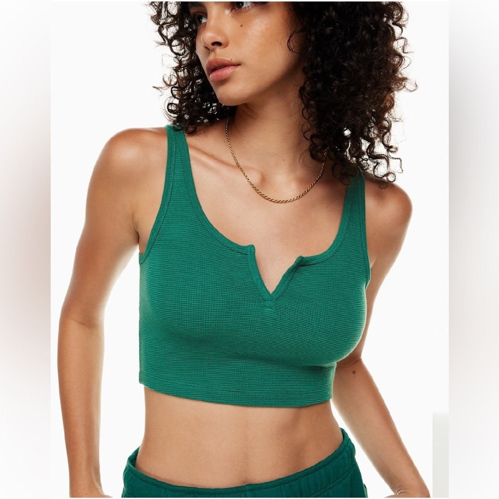 Aritzia TNA Biome Green Waffle Tank Top - Size S - NWT - Cropped Tank